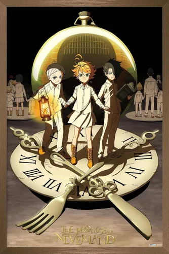 Vista 14 de Trends International The Promised Neverland - Póster de pared de grupo, 14.725 x 22.375 pulgadas, versión enmarcada de madera de granero Versión