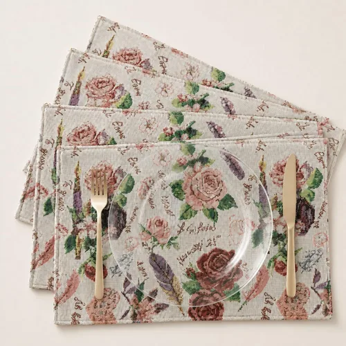 Vista 13 de DaDa Bedding - Juego de 4 manteles individuales de algodón y lino para mesa de comedor, 13 x 19 pulgadas