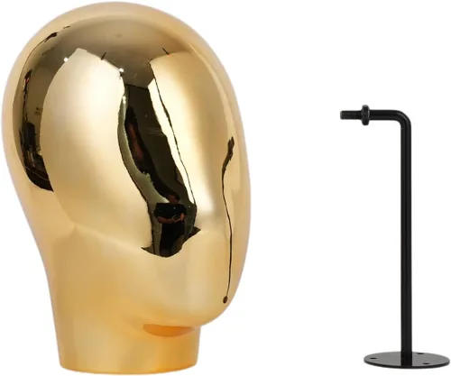 Vista 4 de Cabeza de maniquí de pared dorada para exhibición de peluca y sombrero