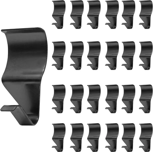 Vista 8 de Biaungdo 12 ganchos de revestimiento de vinilo, ganchos de revestimiento de vinilo negro de acero inoxidable resistente, no necesita agujeros, clips