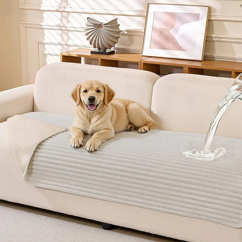 Vista 10 de MEETSKY Fundas de sofá para sofá, funda de sofá 100% impermeable para perros, fundas de sofá para mascotas, fundas de sofá suaves y antideslizantes