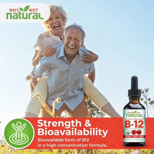 Vista 7 de Why Not Natural Líquido orgánico de vitamina B12 – Sublingual Extra Strength 60 x 5000 mcg gotas de metilcobalamina, vegano, maximiza la absorción