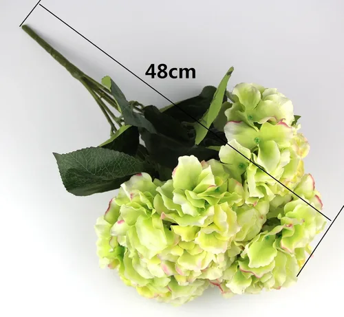 Vista 6 de Hortensia artificial Flor de seda 5 cabezas grandes ramo decoración del hogar
