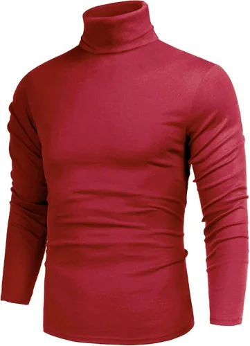 Vista 8 de Poriff - Suéter de cuello de tortuga térmico, de punto, liviano, casual, con corte entallado, para hombre Albaricoque