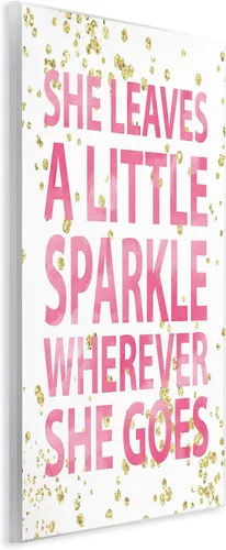 Vista 2 de Leaves A Little Sparkle Phrase' Placa artística para pared Stupell Industries 10 x 15 pulgadas, fácil de colgar y resistente, fabricado