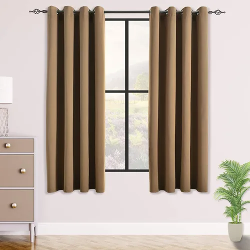 Vista 70 de Cortinas opacas para dormitorio, con aislamiento térmico y bloqueo de luz, para oscurecer la habitación, cortinas con ojales sólidos para ventana