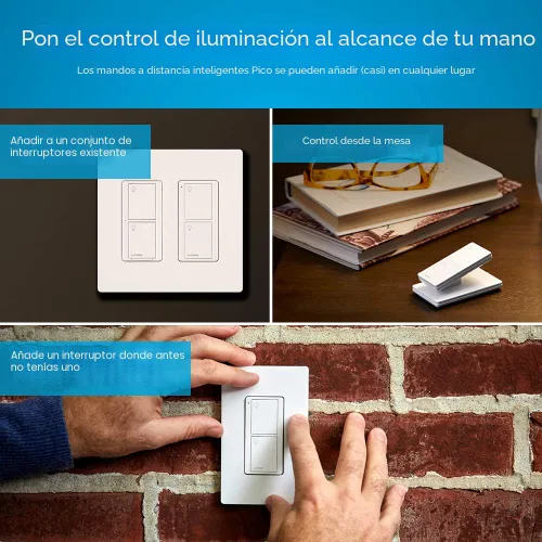 Vista 12 de Lutron Caseta - Kit de interruptor de luz inteligente de 3 vías, con control remoto Pico, placa de pared, soporte de pared para luces LED