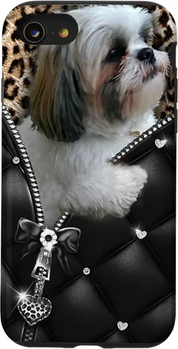 Vista 18 de Funda Shih Tzu con cremallera para iPhone 16 I Love Shih Tzu Dogs Leopard Hippie Leather