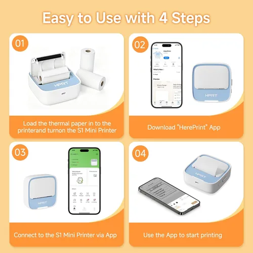 Vista 7 de HPRT Portable Sticker Printer, S1 Thermal Mini Inkless Label Printer Blue Sticker Maker for iPhone/Android, Label Printer for Study Notes, Text