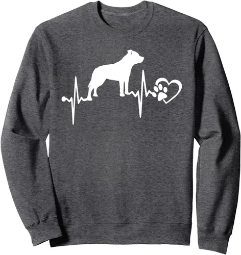 Vista 5 de Staffordshire Bull Terrier Dog Paw Heartbeat Funny Puppy Sweatshirt Negro