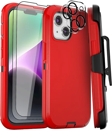 Vista 13 de Funda para iPhone 14 Pro Max de 6.7 pulgadas con clip para cinturón con 2 protectores de pantalla, 2 protectores de lente de cámara, cubierta