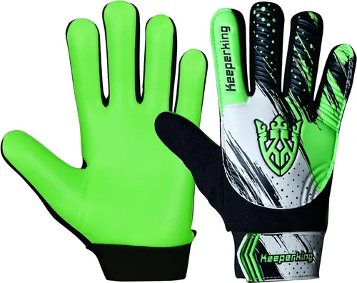 Vista 8 de Keeperking - Guantes de portero de fútbol para niños, niños y jóvenes, con doble protección en la muñeca y palma de látex antideslizante de 4 mm