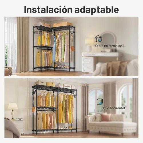 Vista 3 de VIPEK L4 Perchero de Ropa en Forma de L Perchero de Ropa para Esquina, Armario Guardarropa Portátil Independiente de Servicio Pesado Perchero