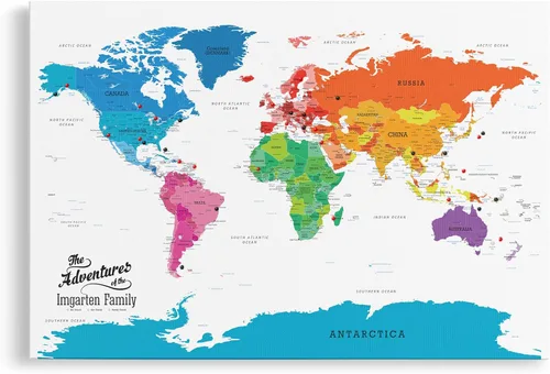 Vista 7 de Póster personalizado en lienzo enrollado con mapa del mundo, arte de pared grande de 24 x 36 pulgadas, póster de mapa del mundo colorido, decoración