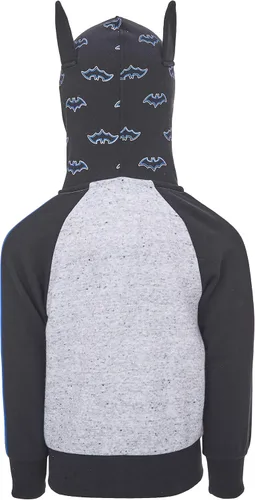 Vista 2 de BATMAN Sudadera con capucha con cremallera, máscara facial con superhéroe integrado, para niños