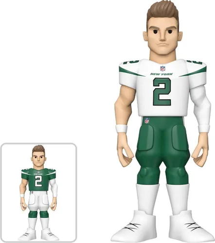 Vista 2 de Paquete de figuras de fútbol de Tackle Funko Pop Gold Bundle: Jugadores de equipo Zach Wilson New York + Justin Herbert Los Angeles W/ Chance of