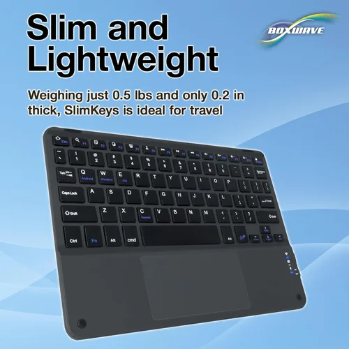 Vista 8 de BoxWave Teclado compatible con la tableta Chuwi Hi10, teclado Bluetooth SlimKeys con trackpad, panel táctil delgado portátil, color negro azabache