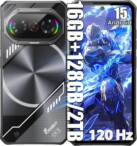 Vista 10 de FOSSIBOT Smartphone F107 Pro 5G desbloqueado, 30 GB + 512 GB de almacenamiento, batería de 28000 mAh, pantalla de 6.95" de 120 Hz, cámara AI de 200