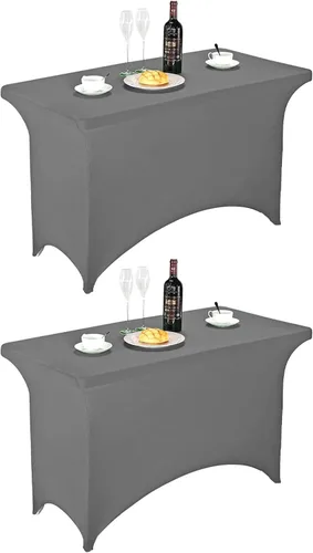 Vista 118 de FORLIFE - Funda de mesa de elastano, mantel ajustado de 4 pies para mesas rectangulares, funda elástica para patio, universal para bodas, banquetes