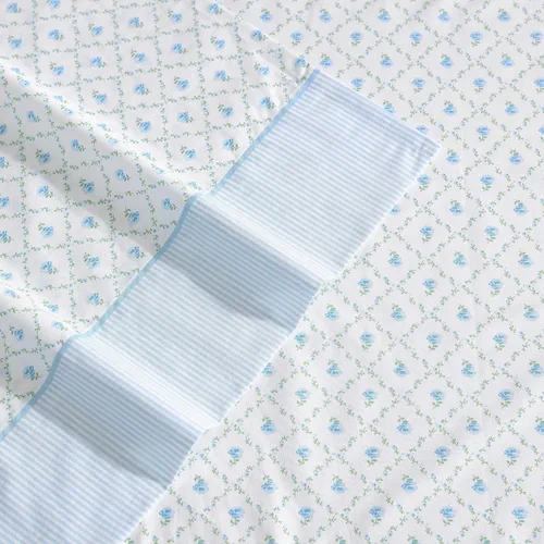 Vista 4 de Laura Ashley - Juego de sábanas, ropa de cama de algodón percal transpirable, 200 hilos, bolsillo profundo, elegante decoración del hogar