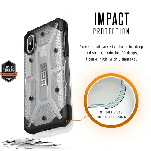 Vista 3 de URBAN ARMOR GEAR UAG - Funda protectora para iPhone Xs/X (pantalla de 5.8 pulgadas) de plasma [hielo], resistente a prueba de golpes, a prueba