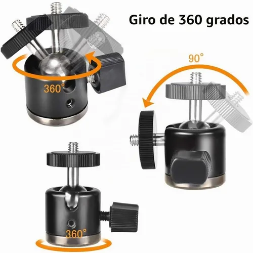 Vista 2 de UTEBIT Mini cabeza de bola, cabeza de trípode con zapata caliente de 1/4", adaptadores de montaje de cámara con cabeza de bola giratoria de 360°