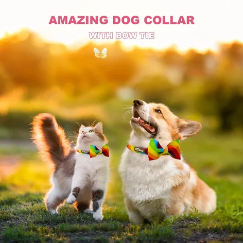 Vista 19 de Tunkoo Collar de otoño para perro con elegante pajarita, duradero, ajustable y elegante collar de otoño para mascotas, disponible en tamaño pequeño