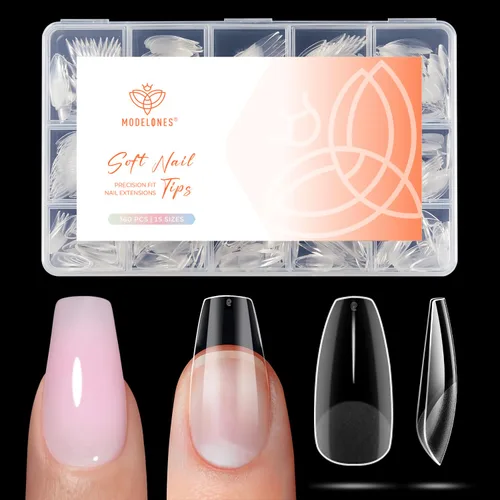 Vista 16 de Modelones Puntas de uñas cortas de almendra, 360 unidades, transparentes