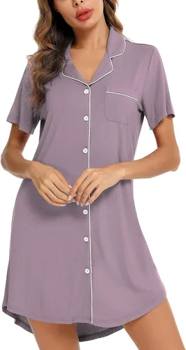 Vista 2 de Leikar Camisa de Dormir de Maternidad para Mujer con Mangas Largas, Pijama de Lactancia
