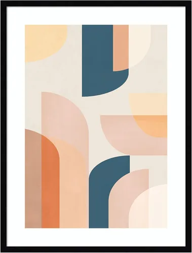 Vista 7 de Amanti Art Lienzo decorativo para pared, diseño geométrico retro de 21 x 17 pulgadas, por Kathrin Pienaar, arte abstracto para pared, decoración
