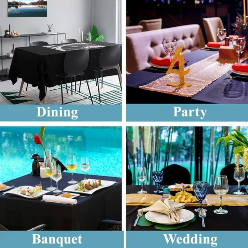 Vista 8 de Mantel rectangular de poliéster, manteles para mesas rectangulares de 6 pies, manteles de tela decorativa lavable para bodas, banquetes y campamento