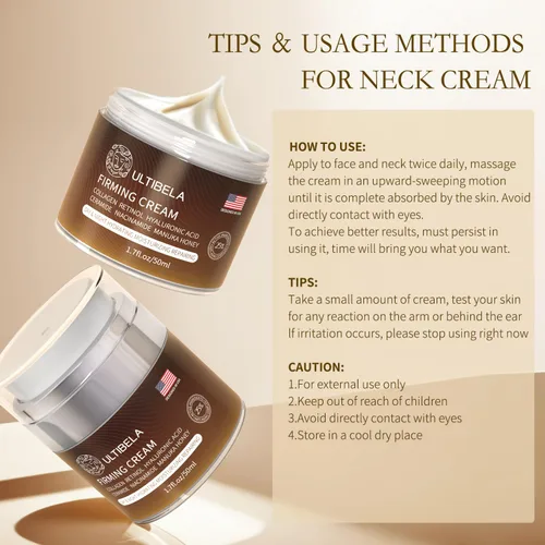 Vista 6 de Crema para tensar y levantar el cuello, crema reafirmante de hidratación profunda para el cuello con retinol, colágeno y miel, hidratante