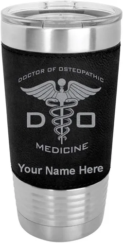 Vista 21 de LaserGram Vaso aislado al vacío de 20 onzas, DO Doctor of Osteopathic Medicine, grabado personalizado incluido (piel sintética, estilo béisbol)