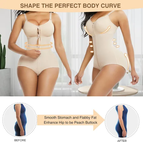 Vista 4 de FeelinGirl Body moldeador de fajas con control de abdomen para mujer con cremallera