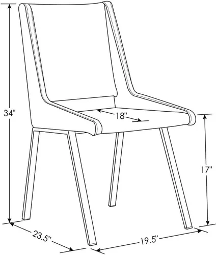 Vista 2 de ZURI Silla de comedor moderna Fiore en cuero sintético azul medianoche y cromo