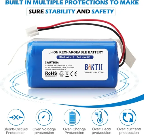 Vista 4 de BAKTH Batería de repuesto RVBAT850 de 14.4V 2600mAh para Shark Ion R75, R85, RV761, RV850C, RV851WV, RV871, RV1000S, RV1100VL, RV1001AE, UR1000SR