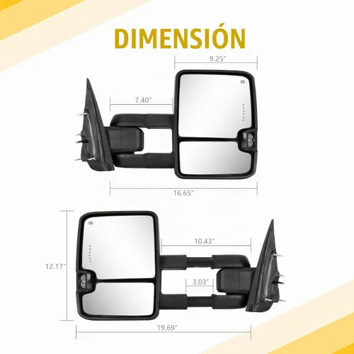 Vista 5 de Sanooer Espejos de remolque pintados en negro Compatibles con Chevy Silverado GMC Sierra 2014-2018 con luz de giro dinámica Switchback, luces