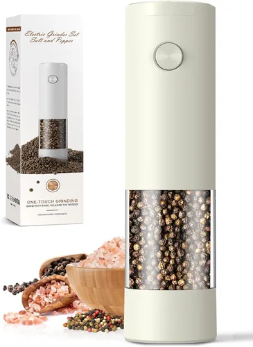 Vista 10 de Juego de molinillo eléctrico de sal y pimienta, automático para cocina, grosor ajustable, mayor capacidad, con luces LED, regalos de Navidad