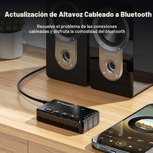 Vista 6 de Receptor transmisor Bluetooth aptX adaptativo/baja latencia/HD Bluetooth adaptador 5.2 compatible con 2 teléfonos AirPods, receptor de audio