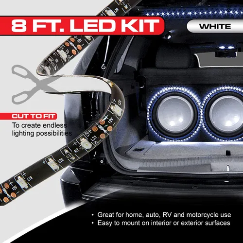 Vista 2 de Pilot Automotive CZ-3093W - Kit de luz LED de tira blanca de 8 pies (12 V)