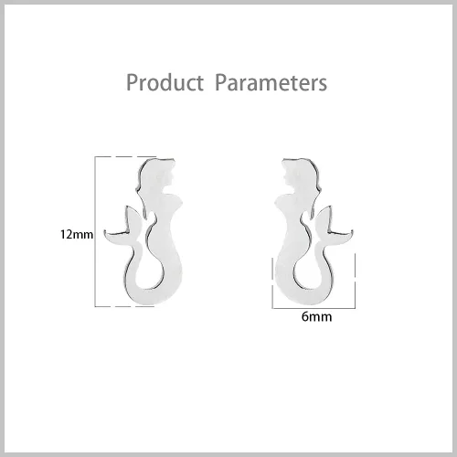 Vista 6 de Lindos aretes de sirena para mujeres y niñas, de acero inoxidable, hipoalergénicos, a la moda, diseño de caricaturas, puño, cola de puño, cartílago