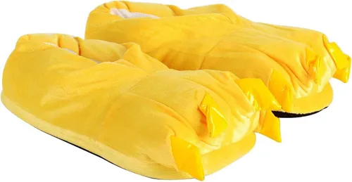Vista 2 de Pantuflas de felpa con forma de garra de animal unisex de moda., S (Niño(a) talla 28-34), Amarillo