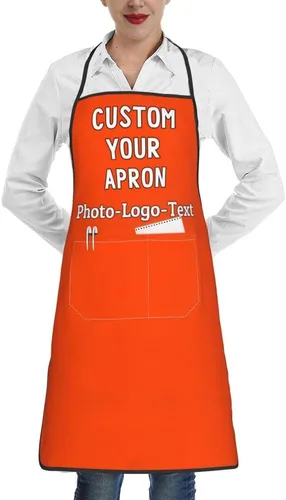 Vista 36 de Delantales personalizados para adultos, delantal personalizado con logotipo de foto, delantal impermeable con 2 bolsillos