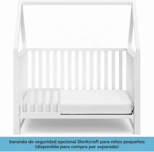 Vista 8 de Storkcraft Orchard Cuna convertible 5 en 1 (blanco) – Certificado GREENGUARD Gold Cuna de bebé estilo dosel, se convierte de cuna a cama infantil