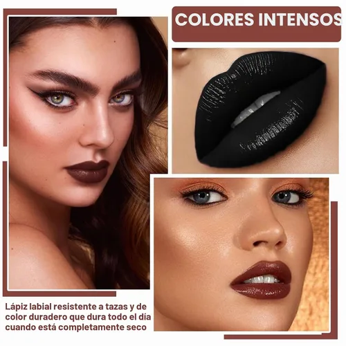 Vista 6 de Juego de delineador de labios negro 3 en 1 y lápiz labial