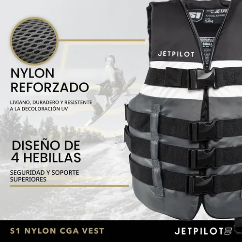 Vista 3 de Jet Pilot S1 - Chaleco de nailon CGA Wakeboard para hombre