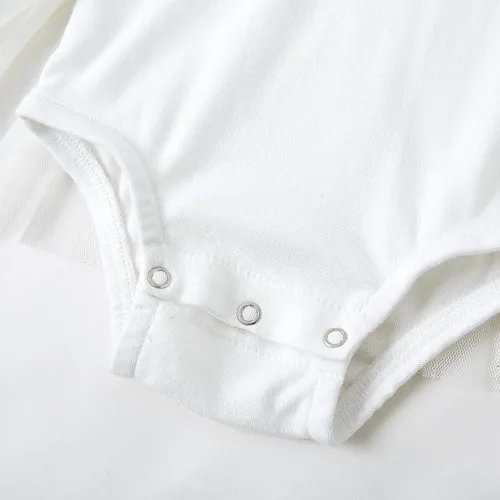 Vista 6 de O2 BABY Conjunto de traje de verano con volantes de algodón orgánico para bebé, vestido de tul con diadema