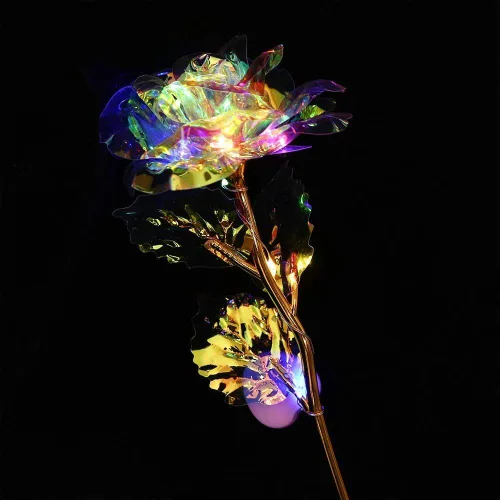 Vista 3 de Rosa artificial de imitación chapada en papel de aluminio, flor artificial para el día de San Valentín, Día de la Madre, cumpleaños, regalos de amor