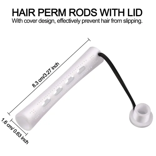 Vista 2 de WILLBOND 60 varillas permanentes para cabello largo, de plástico, rizadores de ondas frías, rodillo para peinar el cabello, herramientas de Blanco