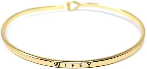 Vista 10 de By you - Brazalete con gancho, pulsera delgada grabada con un mensaje positivo e inspirador